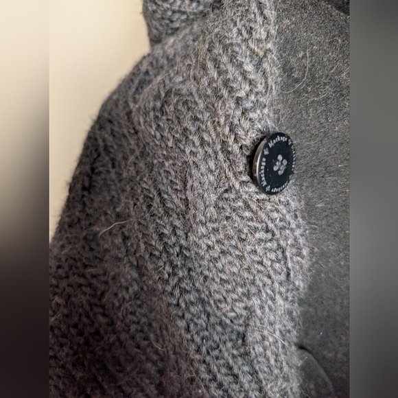 $450 Mackage Women's black Gray Wool Trench Coat With Knit Collar Trim Size S - Picture 9 of 16